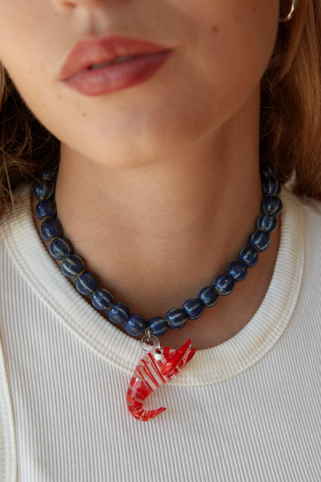 COLLAR LOBSTER  (CERÁMICA Y VIDRIO) azul 